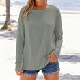thumbnail image 1 of Women's Long Sleeve T-shirt 2025 New Women'S Cotton Top Round Neck Long Sleeve T Shirt, Women's Long sleeve T-shirt M, 1 of 5