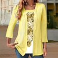 thumbnail image 1 of Women's Long Sleeve T-shirt Women 3/4 Sleeves Open Front Lightweight Cardigan,Yellow Women's Long sleeve T-shirt M, 1 of 4