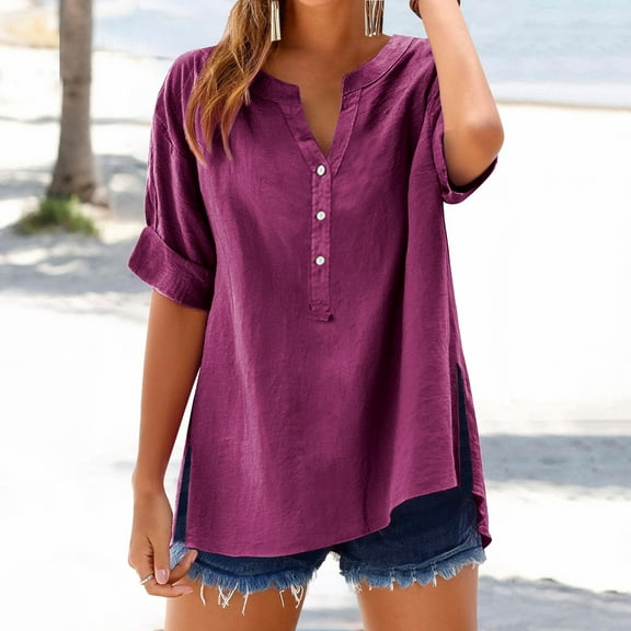 Women's Long Sleeve T-shirt Women'S Elegant Stand Collar Shirt - Mandarin Neck Button Down,Red Women's Long sleeve T-shirt XL