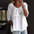 thumbnail image 1 of Women's Long Sleeve T-shirt Women'S Floral Embroidery Round Neck Loose Half Sleeve Casual Blouse 3/4 Sleeved T Shirt Loose Large Size T Shirt, Women's Long sleeve T-shirt M, 1 of 1