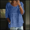 thumbnail image 1 of Women's Long Sleeve T-shirt Women'S Print T Shirt Half Sleeved Round Neck Shirt 3/4 Sleeved T Shirt Loose Large Size T Shirt, Women's Long sleeve T-shirt M, 1 of 4