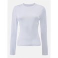 thumbnail image 1 of Women's Long Sleeve T-shirts Crew Neck Slim Fit Layered Crop Tops Soft Basic Tee, 1 of 5
