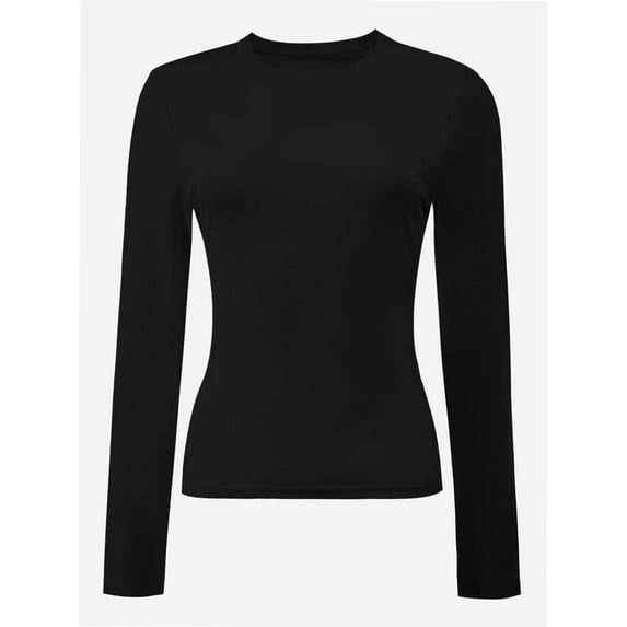 Women's Long Sleeve T-shirts Crew Neck Slim Fit Layered Crop Tops Soft Basic Tee