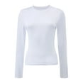 thumbnail image 1 of Women's Long Sleeve T-shirts Crew Neck Slim Fit Layered Crop Tops Soft Basic Tee, 1 of 5
