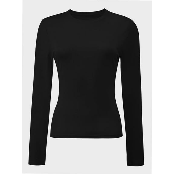 Women's Long Sleeve T-shirts Crew Neck Slim Fit Layered Crop Tops Soft Basic Tee