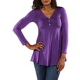 thumbnail image 1 of Women's Long Sleeve Three Button Henley Tunic Top, 1 of 3