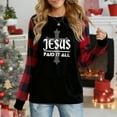 thumbnail image 1 of Women's Long Sleeve Top, "Jesus Paid It All" Religious Cross Graphic Plaid Raglan Sweatshirt, 1 of 4