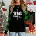 thumbnail image 1 of Women's Long Sleeve Top, "Jesus Paid It All" Religious Cross Graphic Plaid Raglan Sweatshirt, 1 of 4
