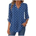 thumbnail image 1 of Women's Long Sleeve Tops 2026 Trendy Polka Dot V Neck Pullover Shirts Spring Causal Loose Fit Tunic Dressy Blouse, 1 of 7