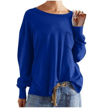 Women's Long Sleeve Tops Clearance Scoop Neck Casual Soft Comfortable Lightweight Pullover Tops Baggy Basic Sweatshirt for Fall Winter