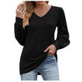 thumbnail image 2 of Fashion Sweater For Women Long Sleeve Square/Crew Neck Solid Color Tunic Tops Buttons Side Spring Fall Pullover Army Green S 2 of 11
