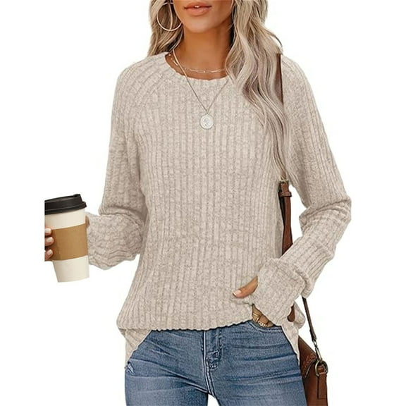 Women's Long Sleeve Tops Crewneck Basic Lightweight Fall Shirt With Thumb Holes