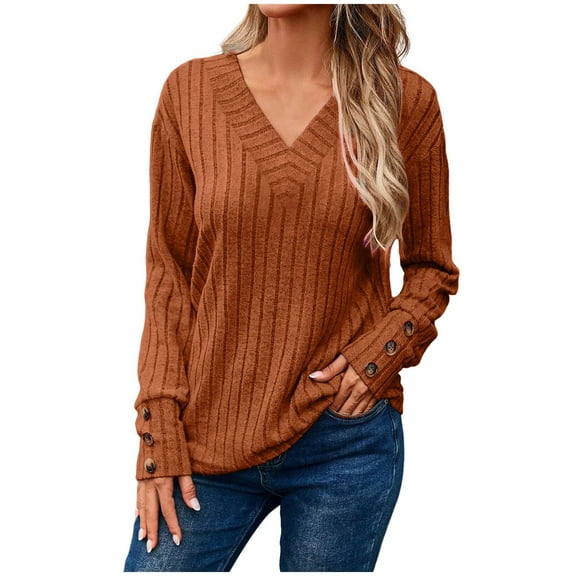 Women's Long Sleeve Tops Crewneck Orange Womens Thermal Tops Warm Tops for Women Autumn Tops for Women