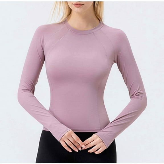 Women's Long Sleeve Tops Cropped Turtle Neck Workout Base Shirts Casual Base Layer Yoga T-Shirts Y2k Undershirt