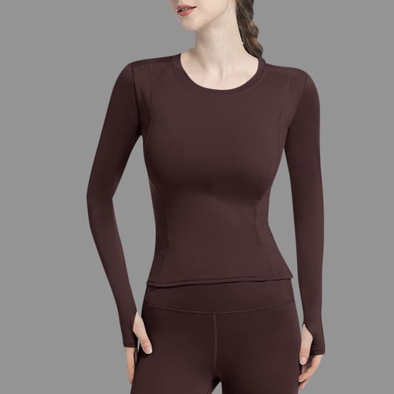 Women's Long Sleeve Tops Cropped Turtle Neck Workout Base Shirts Casual Base Layer Yoga T-Shirts Y2k Undershirt