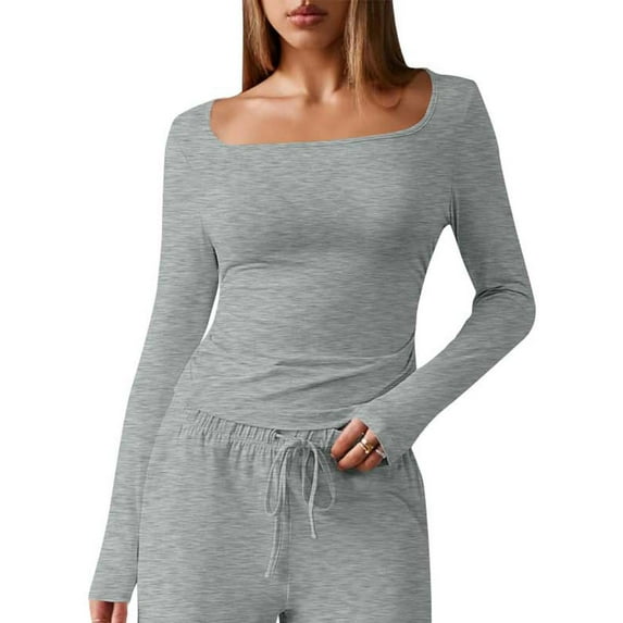 Women's Long Sleeve Tops Cropped Turtle Neck Workout Base Shirts Casual Base Layer Yoga T-Shirts Y2k Undershirt