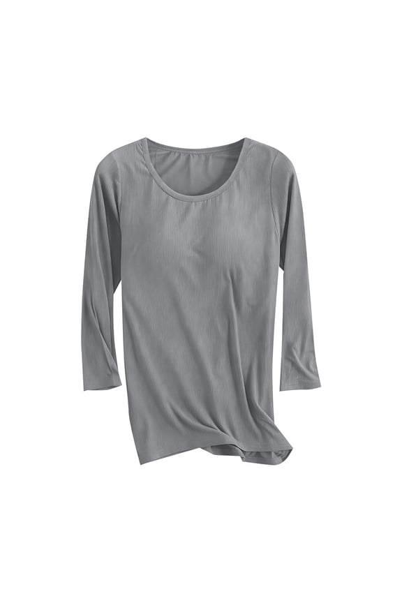 Women's Long Sleeve Tops Relaxed Fit Comfortable & Breathable Cropped with Cross Front Detail for Casual Daily Wear in Gray, Black, White, Light Blue, Dark Blue, Brown, Red, Green