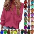 thumbnail image 1 of Women's Long Sleeve Tops T-Shirts for Women V-Neck Tops Loose Plus Size Women Clothing Workout Loose Tunics Tops, 1 of 6