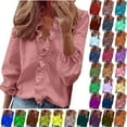 thumbnail image 1 of Women's Long Sleeve Tops T-Shirts for Women V-Neck Tops Loose Plus Size Women Clothing Workout Loose Tunics Tops, 1 of 7