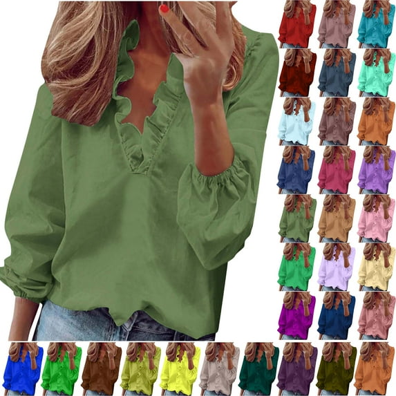 Women's Long Sleeve Tops T-Shirts for Women V-Neck Tops Loose Plus Size Women Clothing Workout Loose Tunics Tops