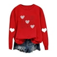 thumbnail image 1 of Women's Long Sleeve Tops Valentines Day Holiday Outfits Crewneck Sweatshirts Love Hearts Print Pullover Loose Fit (M, Red 01), 1 of 5