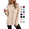 thumbnail image 1 of Women's Long Sleeve Tops Zeliretfy Womens Oversized Crewneck Sweatshirts Scalloped Casual Pullover Tops Long Sleeve Relaxed Loose Fit Lightweight Loungewear Athletic Daily Trendy Fall Outfits, 1 of 8