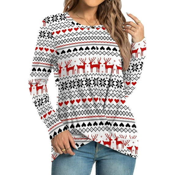 WUJINXIA Women's Long Sleeve Tunic Tops Casual Round Neck T-Shirts Front Twist Top