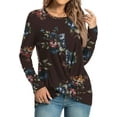 thumbnail image 1 of WUJINXIA Women's Long Sleeve Tunic Tops Casual Round Neck T-Shirts Front Twist Top, 1 of 7