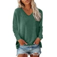 thumbnail image 1 of Women's Long Sleeve Tunic Tops V Neck Fall Fashion Solid Basic Tee Shirts 2025 Casual Lightweight Business Work Blouses, 1 of 4
