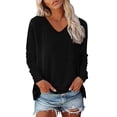 thumbnail image 1 of Women's Long Sleeve Tunic Tops V Neck Fall Fashion Solid Basic Tee Shirts 2025 Casual Lightweight Business Work Blouses, 1 of 4