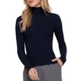 thumbnail image 1 of Women's Long Sleeve Turtleneck Fitted Rib Sweater Top Viscose Blend, 1 of 4