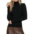 thumbnail image 1 of Women's Long Sleeve Turtleneck Fitted Rib Sweater Top Viscose Blend, 1 of 4
