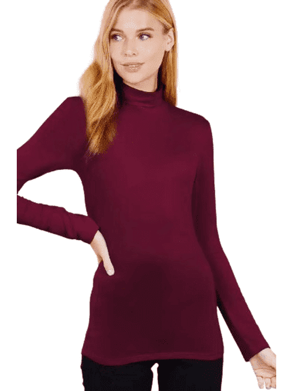 Women's Long-Sleeve Turtleneck Rayon-Spandex Jersey Top