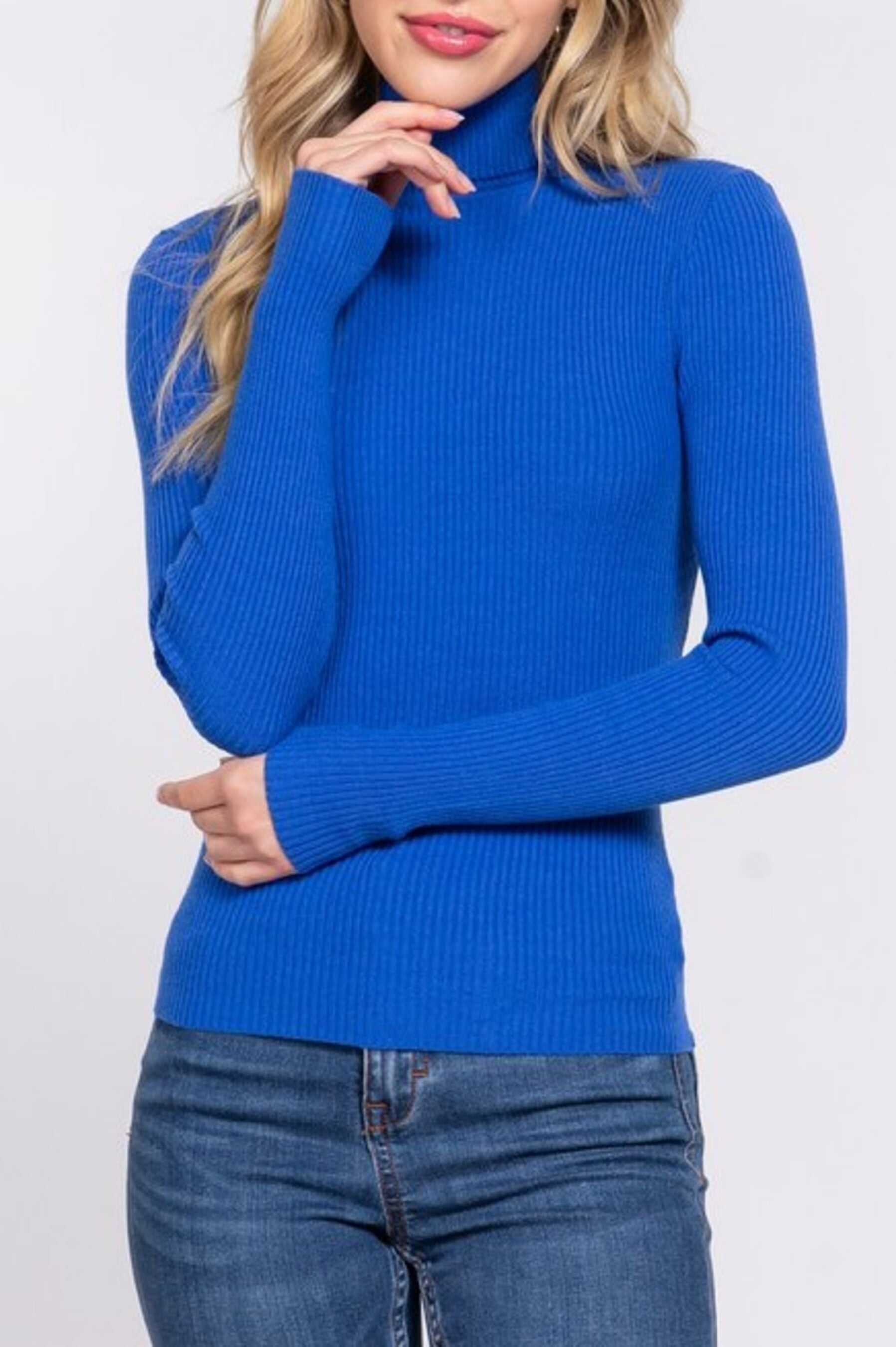 Merino Wool Turtleneck | Sage Ribbed