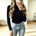thumbnail image 1 of Women's Long Sleeve Turtleneck Ribbed Knit Sweater, Slim Fit Lightweight Basic Pullover Tops for Fall Winter Layering L, 1 of 5