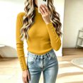 thumbnail image 1 of Women's Long Sleeve Turtleneck Ribbed Knit Sweater, Slim Fit Lightweight Basic Pullover Tops for Fall Winter Layering S, 1 of 5
