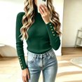 thumbnail image 1 of Women's Long Sleeve Turtleneck Ribbed Knit Sweater, Slim Fit Lightweight Basic Pullover Tops for Fall Winter Layering S, 1 of 5