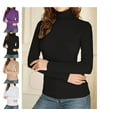 thumbnail image 1 of Women's Long Sleeve Turtleneck Shirts Slim Fitted Lightweight Base Layer Casual Tops Black M, 1 of 3