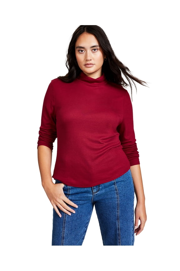 Women's Long Sleeve Turtleneck Top Clay Red L