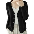 thumbnail image 1 of Women's Long Sleeve V-Neck Button Cardigan, Soft Knit Open Front Coat, Solid Color Lightweight Sweater, Spring Fall Transition Wear, Casual Lounge Pullover, 1 of 8