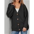 thumbnail image 1 of Women's Long Sleeve V-Neck Button Down Cardigan Chunky Oversized Knit Open Front Trendy Sweater Outerwear, 1 of 4