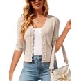 thumbnail image 1 of Women's Long Sleeve V-Neck Button Down Cardigan Knit Shrugs Sweater, 1 of 7