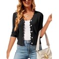 thumbnail image 1 of Women's Long Sleeve V-Neck Button Down Cardigan Knit Shrugs Sweater, 1 of 7