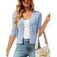 thumbnail image 1 of Women's Long Sleeve V-Neck Button Down Cardigan Knit Shrugs Sweater, 1 of 7