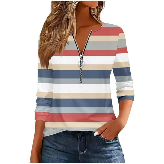 Women's Long Sleeve V-Neck Collared Tops Summer Business Casual Work Shirts Trendy Loose Fit Basic Tees