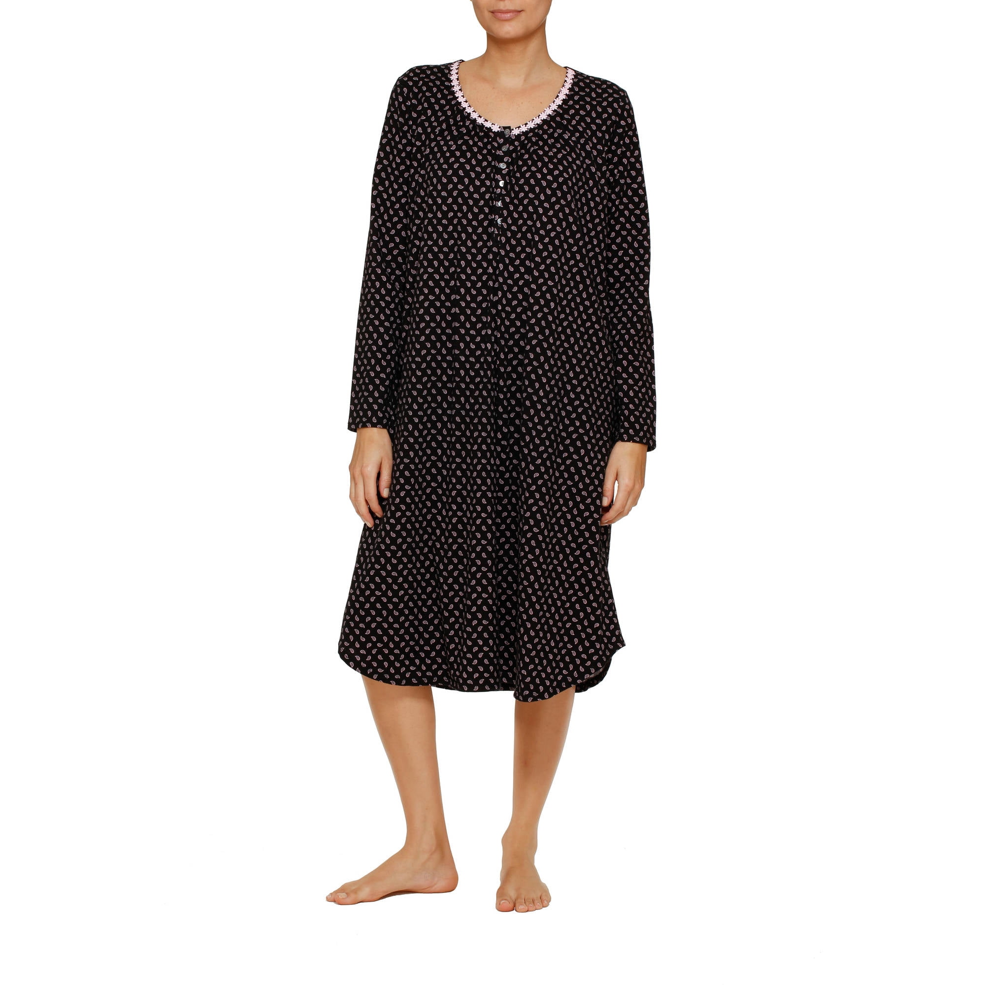 Women's Long Sleeve V-Neck Nightgown (Sizes M-4X) - Walmart.com