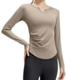 thumbnail image 1 of Women's Long Sleeve V Neck Yoga Set Breathable Slim Fit Sports Running Two Piece Outfit for Active, 1 of 2