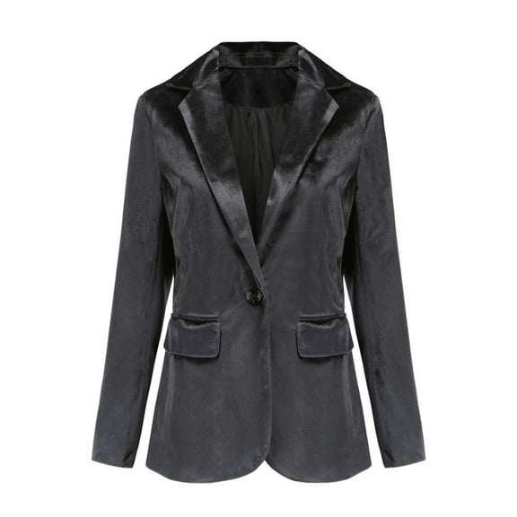 Women's Long Sleeve Velvet Blazer Notched Lapel Solid Color Elegant Suit Jackets Wear To Evening Party Dinner Trendy