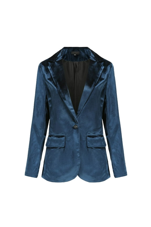Women's Long Sleeve Velvet Blazer Notched Lapel Solid Color Elegant Suit Jackets Wear To Evening Party Dinner Trendy