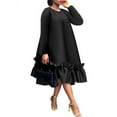 thumbnail image 1 of Women's Long Sleeve Vintage Ruffle Hem Dress Casual Loose Autumn Holiday Dress, 1 of 2